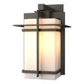 Hubbardton Forge Tourou Downlight Large Outdoor Sconce - Opal Glass Aluminum/Glass/Metal in Gray/Yellow | 13.9 H x 9.9 W x 8.3 D in | Wayfair