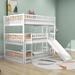 Harriet Bee Full Over Full Over Full Triple Bed, Wood Bed w/ Built-in Ladder & Slide in White | 76.5 H x 58 W x 79 D in | Wayfair