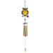 Arlmont & Co. Kayoir 1 Piece Owl Wind Chime Wrought Iron Glass Hand Painted Spray Wind Chimes Glass/Metal | 33 H x 5 W x 0.5 D in | Wayfair