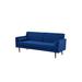 Mercer41 Davani Twin 77.2" Wide Velvet Tight Back Convertible Sofa Wood/Velvet in Blue/Brown | 31.9 H x 77.2 W x 33.1 D in | Wayfair