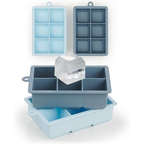 XXL-Eiswürfelschalen – 6 XXL-Eiswürfel pro Schale (12 Eiswürfel) – BPA-frei – Einfache Freigabe –