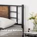 Javlergo Metal Platform Bed Frame with Wood and Metal Headboard, No Box Spring Needed