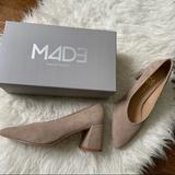 Anthropologie Shoes | Anthropologie “Made” M4d3 Gray Suede Block Heel Pumps Sz 10 New Nwt Style Helen | Color: Gray/Tan | Size: 10