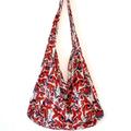 Free People Bags | 3/$30 Free People Floral Paisley Reusable Lightweight Fabric Hobo Tote Bag | Color: Orange/White | Size: Handle Drop: 14in Height: 15in Width: 17in