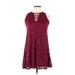 Liberty Love Casual Dress - Mini Crew Neck Sleeveless: Burgundy Print Dresses - Women's Size X-Small