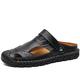 Kibapoj Mens Leather Sandals Outdoor Hiking Sandals Sport Beach Fisherman Sandals Shoes Closed Toe Water Sandals (Two Ways)(Black,8.5)
