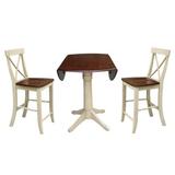 August Grove® New Britain 3 - Piece Counter Height Drop Leaf Solid Wood Dining Set Wood in White | 36.3 H in | Wayfair