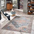 Blue/Brown 121 x 94 W in Area Rug - Bungalow Rose Quayon Machine Washable Water & Dirt Proof Area Rug ( Multicolor/Blue ) | 121 H x 94 W in | Wayfair