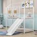 Harper Orchard Twin Over Twin Metal Bunk Bed w/ Slide Metal in White | 82 H x 41.3 W x 78 D in | Wayfair A498CCC55C40420784E23822F955EC20