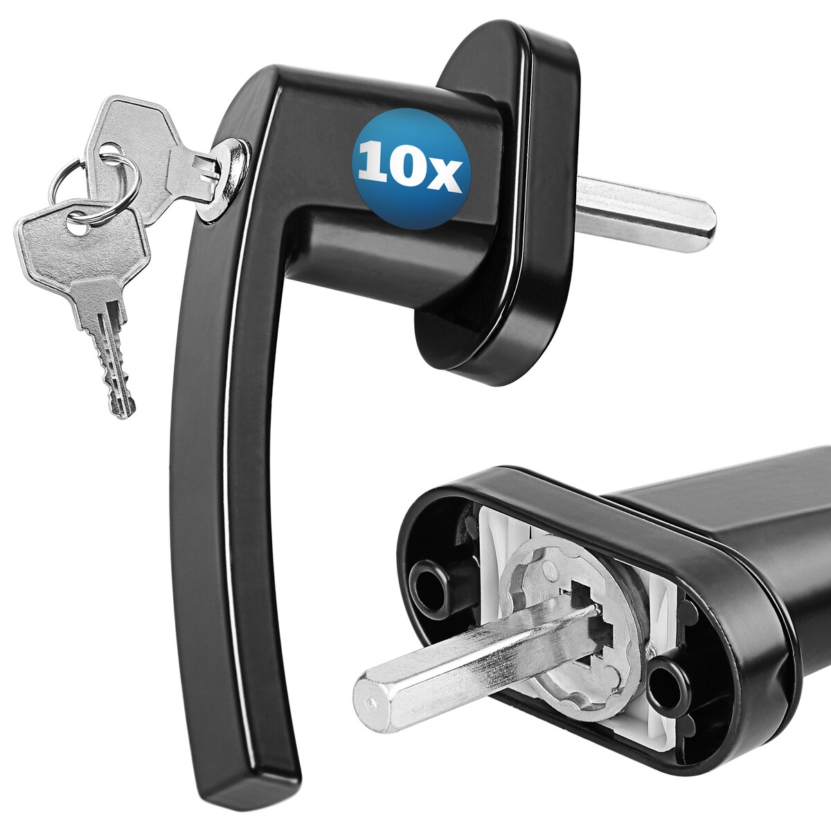 MONZANA® Fenstergriffe 10er Set Aluminum schwarz inkl. Schlüssel Image