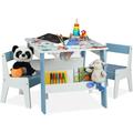 Ensemble table & 2 chaises enfants, avec motifs chiens, meubles enfants avec rangements & tableau,