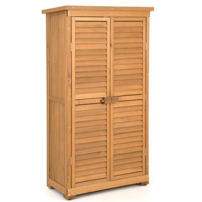 Costway Outdoor Wooden Garden Tool Storage Cabinet...