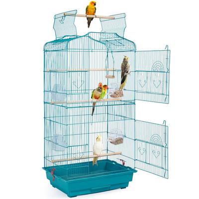 Topeakmart Teal Blue Open Top Metal Bird Cage, 41" H