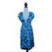 Free People Dresses | Free People Silk Rose Floral Deep V Dress Blue, Green, Size 12 | Color: Blue/Green | Size: 12