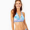 Lilly Pulitzer Swim | Lilly Pulitzer Duly Bikini Top, Size 0, Shade Seekers, Saltwater Blue | Color: Blue/Pink | Size: 0