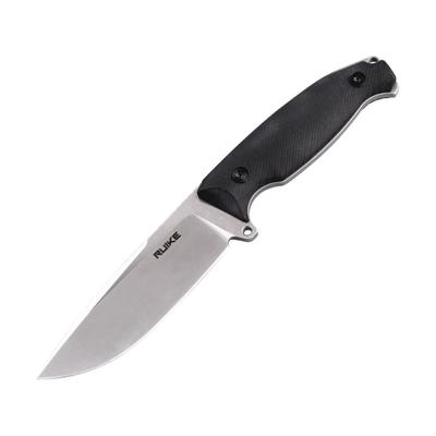 RUIKE Jager F118 Fixed Blade Black Fixed Blade Knife 4.5in Standard Edge Stonewash Black G10 Handle F118-B