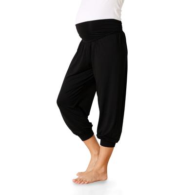 Umstandsharemshose NEUN MONATE "Viskose Haremshose für Schwangerschaft und Stillzeit", Damen, Gr. 36/38, N-Gr, schwarz, Jersey, Obermaterial: 95% Viskose, 5% Elasthan, unifarben, Basic, weit ca. Mitte Wade, Hosen, mit elastischem Bund Image