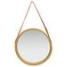 August Grove® Hanging Mirror Height Adjustable Wall Mirror Bathroom Mirror Round Wood in Yellow | 0 H x 23.6 W in | Wayfair