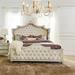 Rosdorf Park Queen Bed In Ivory & Camel Upholstered/Velvet/Metal | 79.25 H x 70 W x 87.75 D in | Wayfair 29821BE63D4A4D6998F93BA9569EF1D2