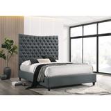 Lark Manor™ Abey C.king Fabric Tufted Platform Bed w/ Turned Legs (Fully Slated) Upholstered/Polyester in Gray | Wayfair