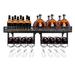 Black Wall Shelving with Wine Storage 3-Tiers w/ Glass Wine Rack - 100x30x30cm