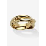 Women's Yellow Gold-Plated Rolling Triple Band Crossover Ring Jewelry by PalmBeach Jewelry in Gold (Size 6)