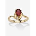 Women's Yellow Gold Plated Simulated Birthstone And Round Crystal Ring Jewelry by PalmBeach Jewelry in Garnet (Size 5)