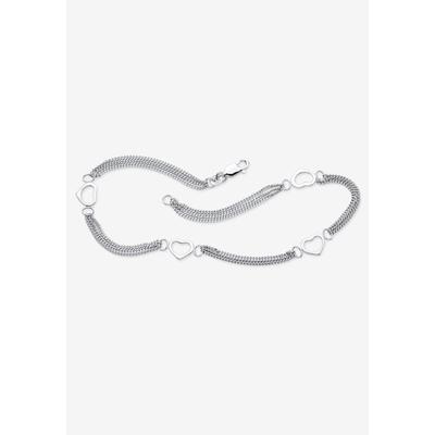 Women's Sterling Silver Multi Heart Ankle Bracelet (7.5Mm), 10 Inches Jewelry by PalmBeach Jewelry in White