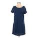 Love Notes Casual Dress - Shift: Blue Solid Dresses - Women's Size Small