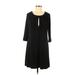 ABS Allen Schwartz Casual Dress - A-Line Keyhole 3/4 sleeves: Black Print Dresses - Women's Size Medium