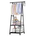 WANWEN Airer Coat Rack Garment Rail Metal Clothes Pipe Hanging Shoe Shelves Washing Drying Line Airer Heavy Multifunction Duty Storage Hallway Entryway Space Saving (Color : Black) little surprise