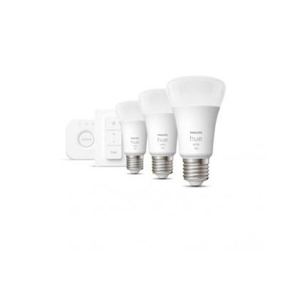 Starter kit weiss 3 led glÜhbirnen e27 9,5w + dimmschalter + brÜcke 929002469204 28913000 - Philips