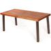 Patio Wood Dining Table Outdoor Picnic Table with Umbrella Hole