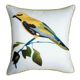 Edie At Home Indoor/Outdoor Bold Embroidered Bird Decorative Throw Pillow 18x18, Leaf Multi