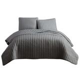 3 Piece Crinkles King Size Coverlet Set with Vertical Stitching