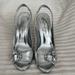 Jessica Simpson Shoes | Jessica Simpson Silver Sling Back Peep Toe Sandals With Jewel Accents - Size 7.5 | Color: Silver | Size: 7.5