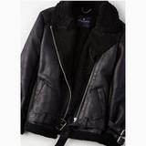 American Eagle Outfitters Jackets & Coats | American Eagle Ae Womens Belt Lined Moto Jacket Coat Faux Suede Sherpa | Color: Black | Size: Various