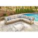 Signature Design by Ashley Silo Point 4-Piece Outdoor Sectional Wood/Natural Hardwoods in Brown/Gray/White | 35.5 H x 106 W x 44 D in | Wayfair