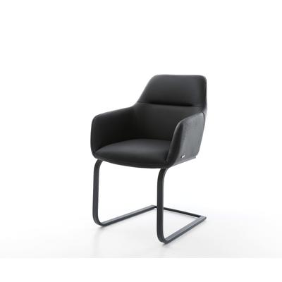 DELIFE Freischwinger Pejo-Flex Echt-Leder Schwarz Freischwinger flach Schwarz Taschenfederkern, Esszimmerstühle Image