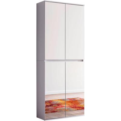 Garderobenschrank INOSIGN "Malcesine", weiß, B:74cm H:191cm T:34cm, Holzwerkstoff, Schränke, mit Spiegelfront, 1 Kleiderstange und 7 Böden, Breite 74 cm Image