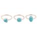 Triple Charm,'Set of 3 Sterling Silver Recon Turquoise Solitaire Rings'