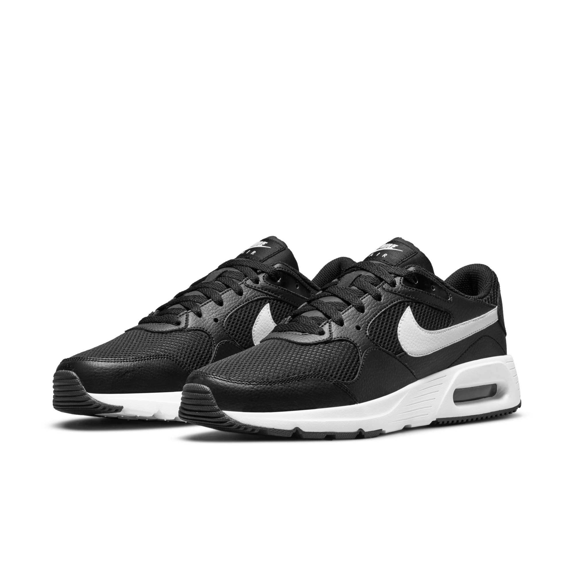 Sneaker NIKE SPORTSWEAR "AIR MAX SC", Herren, Gr. 45,5, schwarz-weiß (schwarz, weiß, schwarz), Leder, Textil, kontrastfarbene Details, unifarben, Schuhe Sneaker