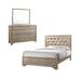 House of Hampton® Jazeer Metallic Champagne 3-Piece Bedroom Set w/ Dresser & Mirror Upholstered in Brown | 59.75 H x 63.5 W x 83.75 D in | Wayfair