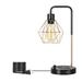 17 Stories Saralee USB Table Lamp Bedside Wireless Charging Lamp w/ Gold Plated Metal Cage Metal in Black | 16.3 H x 5.5 W x 5.8 D in | Wayfair