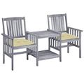 Eider & Ivory™ Outdoor Table & Chairs Conversation Set Solid Acacia Wood in Brown/Gray/White | 62.6 W x 19.3 D in | Wayfair