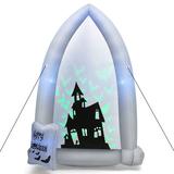The Holiday Aisle® Halloween Outdoor Blow Up Tombstone Inflatable Polyester in Black/White | 84 H x 42 W x 54 D in | Wayfair