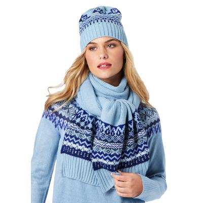 Plus Size Women's Fair Isle Hat & Scarf Set by Roa...