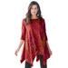 Plus Size Women's Handkerchief Hem Ultimate Tunic by Roaman's in Red Patchwork (Size 3X) Long Shirt