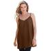 Plus Size Women's V-Neck Cami by Roaman's in Chocolate (Size 26 W) Top