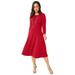Plus Size Women's Long Sleeve Ponte Dress by Jessica London in Classic Red (Size 22 W)